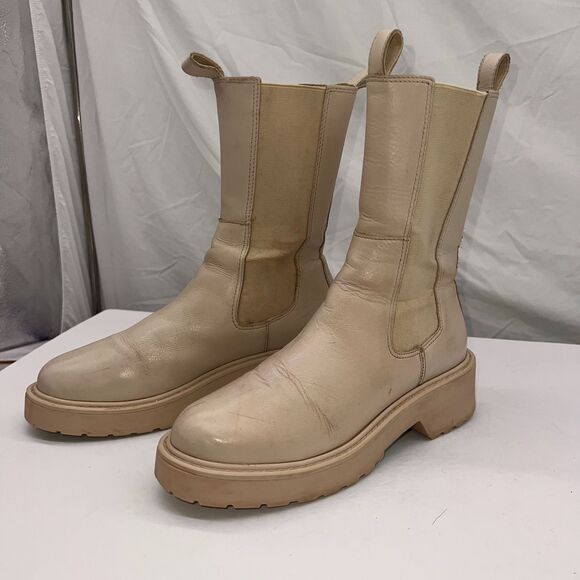 Steve Madden Women's 8M Leather Upper Ivory Mid Platform - Picture 2 of 7